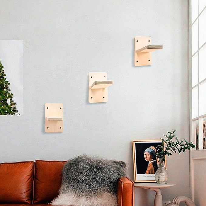 Wall Mounted Stairs for Cats, Cat Wall Mounted Shelves Board, Kitten Wall Ladder Climber Wooden Cat Wall Shelf Set Float, Cat Scratching Post Steps Cat Perch for Climbing Playing Lounging