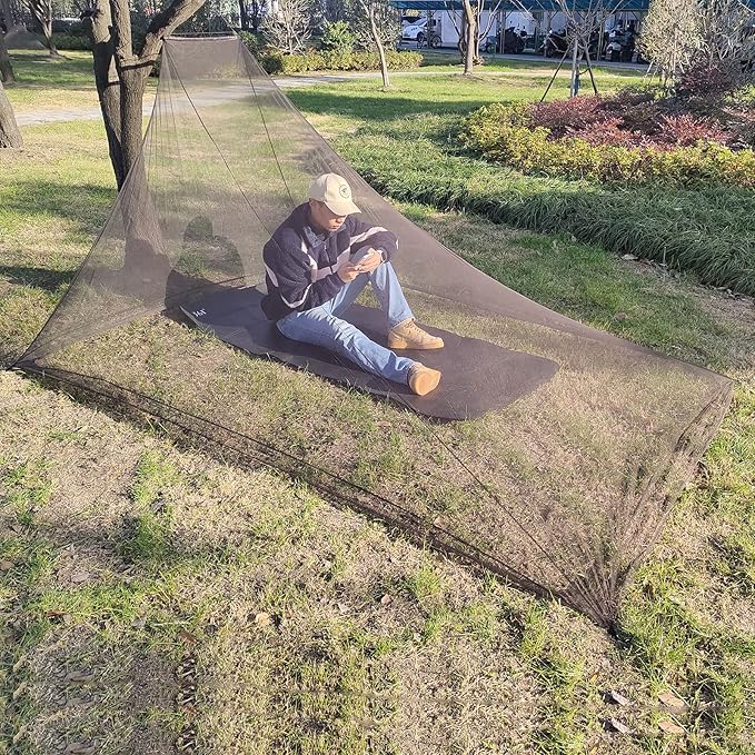 Aventik EDSRDLUZ 400 Fine Meshes Triangular Outdoor Camping Mosquito Net for Camping Bed Compact, Bug Net with Carry Bag, 94" x 67" x 55" Ideal for Double Camping Use