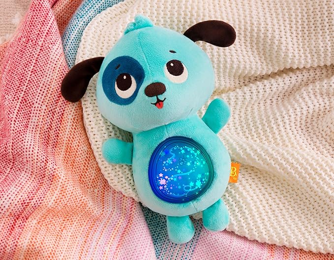 B. toys- B. baby –Baby Soothing Plush Dog- Glowing Tummy with Lights & Sounds- Twinkle Tummies Dog–6 Months +