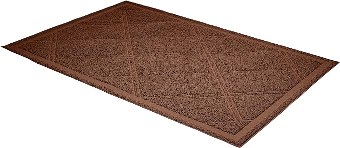 Amazon Basics Less-Mess Cat Litter Box Mat, 24" x 35", Unscented, Brown