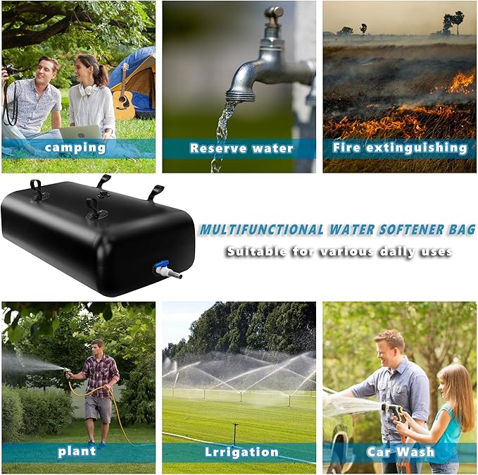 760 L/200 Gal Water Bladder Tank, Foldable Portable Water Storage Container, Emergency Water Bag for RV, Truck Bed, Fire Prevention, Drought Resistance, Black