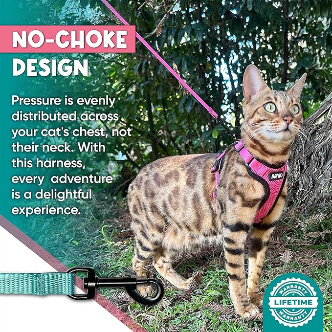 MeWO Kitten Leash and Harness Set - Escape Proof, Reflective, Adjustable for a Safe & Snug Fit - Small Cat Harness and Leash Set Cat Leashes and Harnesses for Walking Outdoors Kitten Harness and Leash