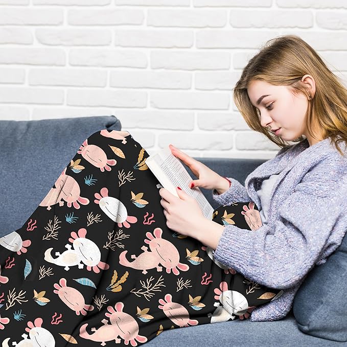 Axolotl Blanket Ultra Soft Flannel Throw Blanket Gifts for Axolotl Lovers Blankets for Girls Boys Kids Women Adults Stuff 50"X 40"