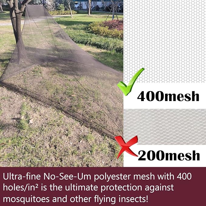 Aventik EDSRDLUZ 400 Fine Meshes Triangular Outdoor Camping Mosquito Net for Camping Bed Compact, Bug Net with Carry Bag, 94" x 67" x 55" Ideal for Double Camping Use