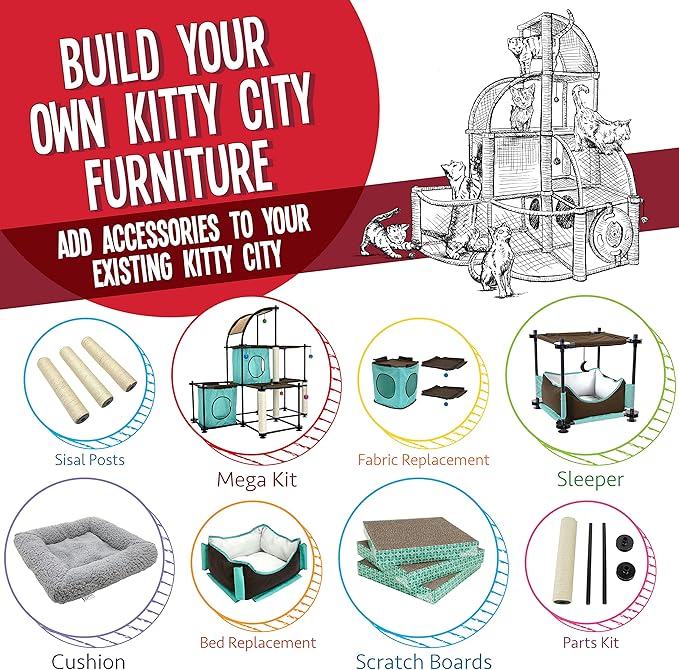 Kitty City Claw Indoor Mega Kit Cat Furniture, Corrugate Cat Scratcher, Cat Bed