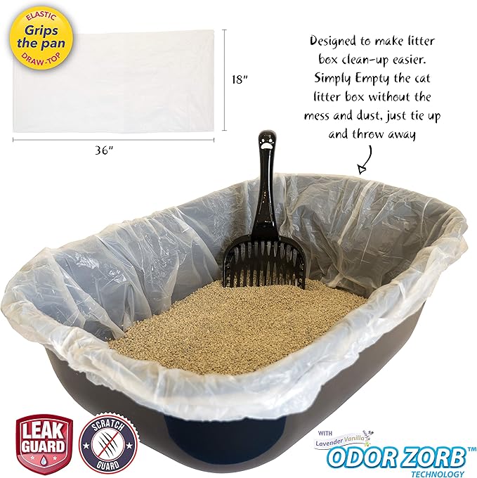 10 Count Fresh Kitty Litter Box Liners Durable, Easy Clean Up Elastic Jumbo Scented Odor Zorb Litter Pan Box Liners, Bags for Pet Cats