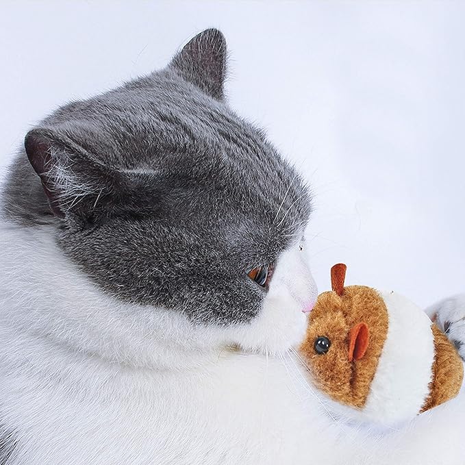 4PCS Vibrating Drawstring Mouse Cat Catching Mouse Toy Funny Cat Mouse Plush Cat Toy Jumping Mouse