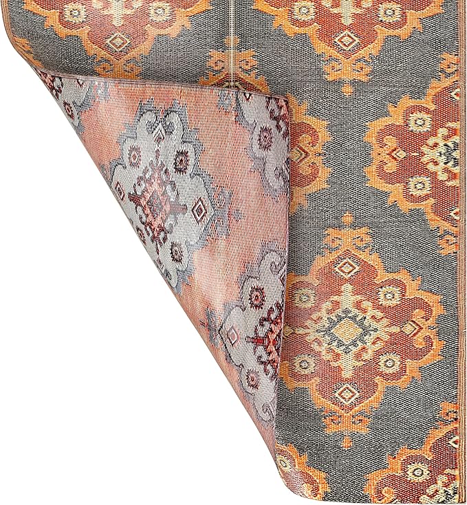 BalajeesUSA Outdoor Rugs – 6x9, Orange, Yellow, Grey, Patio Durable and Affordable, Multipurpose, Woven Plastic Straw, All-Weather and Waterproof Rug, Reversible Camper mats, Recycled