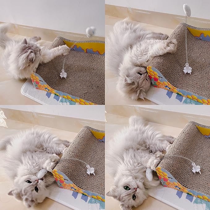 3 Pack Cat Teaser Wands Plug on Cardboard Cat Scratcher