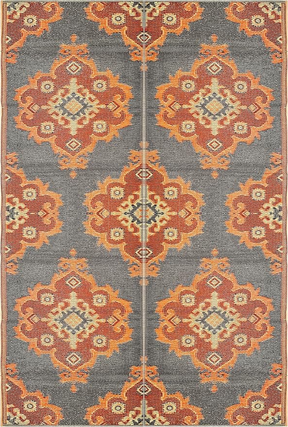 BalajeesUSA Outdoor Rugs – 6x9, Orange, Yellow, Grey, Patio Durable and Affordable, Multipurpose, Woven Plastic Straw, All-Weather and Waterproof Rug, Reversible Camper mats, Recycled