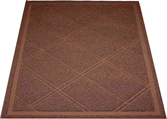 Amazon Basics Less-Mess Cat Litter Box Mat, 24" x 35", Unscented, Brown