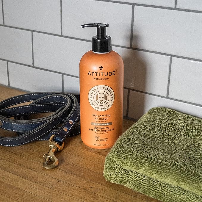 ATTITUDE Itch Soothing Shampoo for Cat & Dog, Vegan and Cruelty-Free, Lavender, 16 Fl Oz